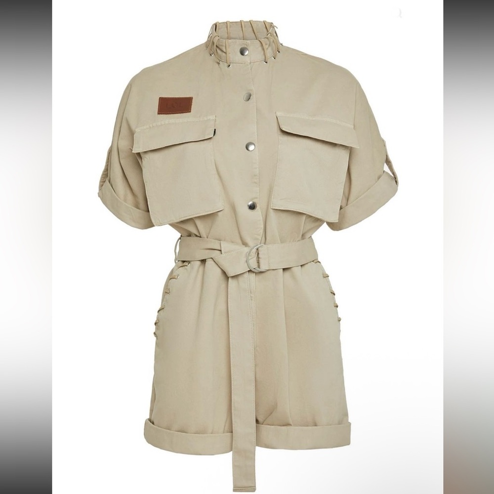 Gucci Beige Utility Short Sleeve Belted Romper